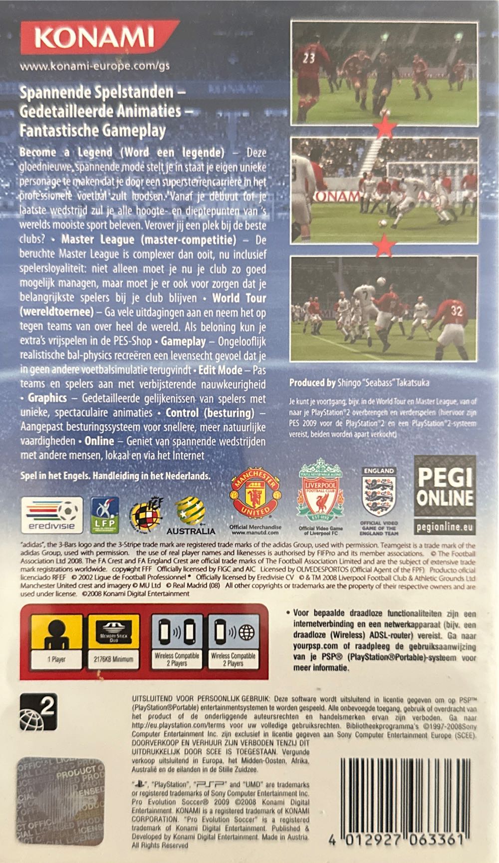 Pro Evolution Soccer 2009 - Sony PlayStation Portable (PSP) (Konami - 1) video game collectible [Barcode 4012927063361] - Main Image 2