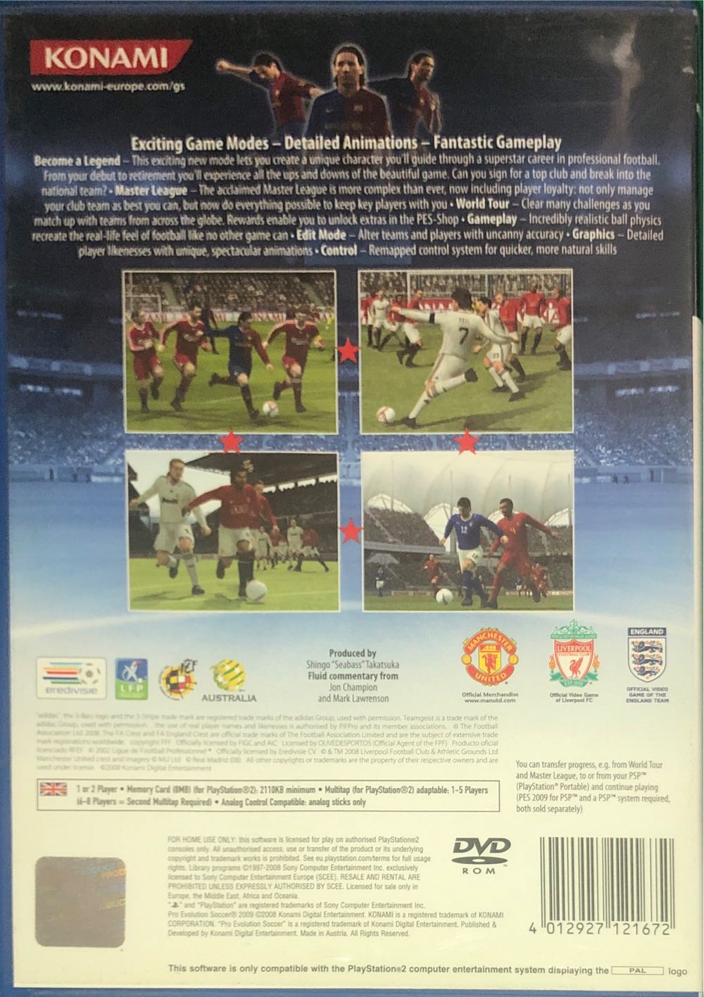 Pro Evolution Soccer 2009 - Sony PlayStation 2 (PS2) (Konami - 1-2) video game collectible [Barcode 4012927121672] - Main Image 2