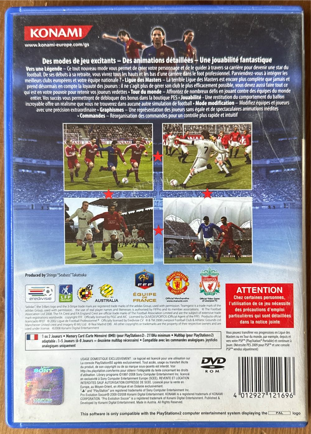 Pro Évolution Soccer 2009 - Sony PlayStation 2 (PS2) (Konami - 1-2) video game collectible [Barcode 4012927121696] - Main Image 2