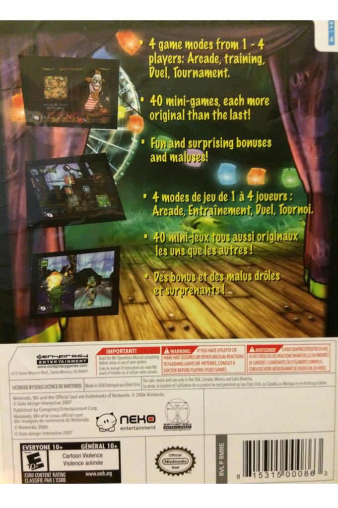 Cocoto Magic Circus - Nintendo Wii (Conspiracy Entertainment) video game collectible [Barcode 815315000863] - Main Image 2