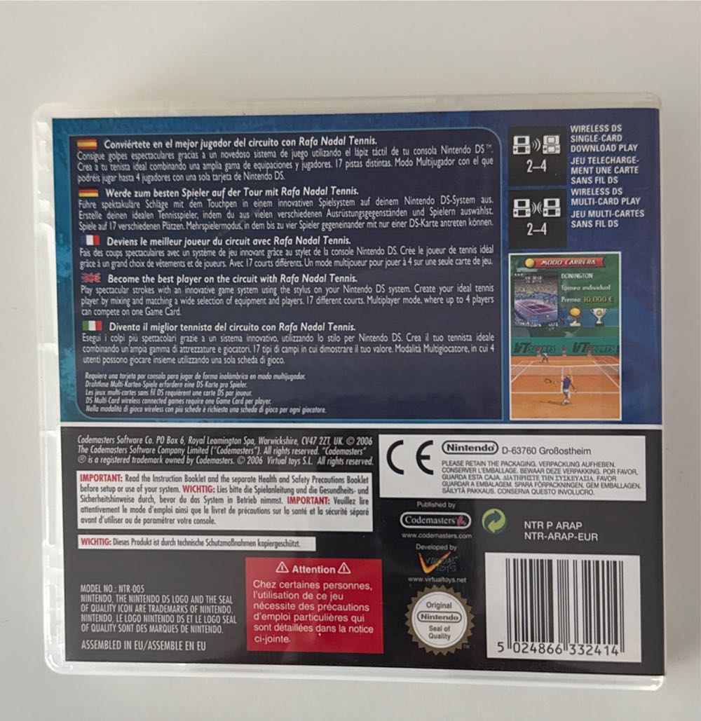 Rafa Nadal Tennis - Nintendo DS video game collectible [Barcode 5024866332414] - Main Image 2