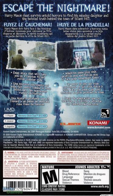 Silent Hill: Shattered Memories - Sony PlayStation Portable (PSP) (Konami - 1) video game collectible [Barcode 083717260493] - Main Image 2