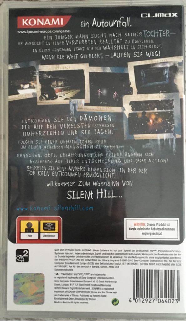 Silent Hill: Shattered Memories - Sony PlayStation Portable (PSP) (Konami - 1) video game collectible [Barcode 4012927064023] - Main Image 2
