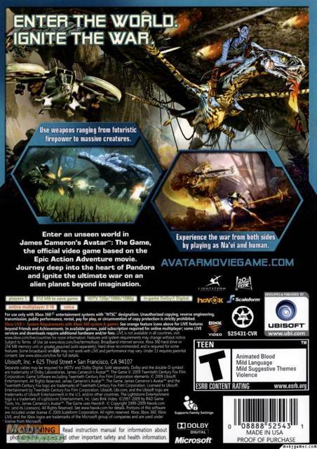X360 / James Cameron’s Avatar : The Game - Microsoft Xbox 360 (Ubisoft - 1) video game collectible [Barcode 3307211679238] - Main Image 2