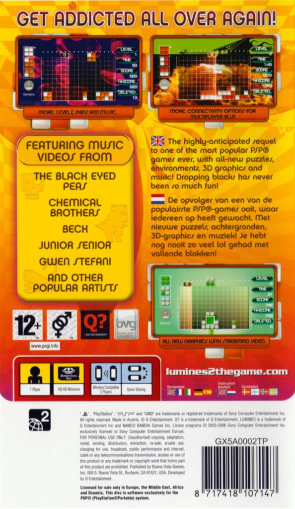 Lumines 2 - Sony PlayStation Portable (PSP) (Buena Vista Games - 1) video game collectible [Barcode 712725003234] - Main Image 2