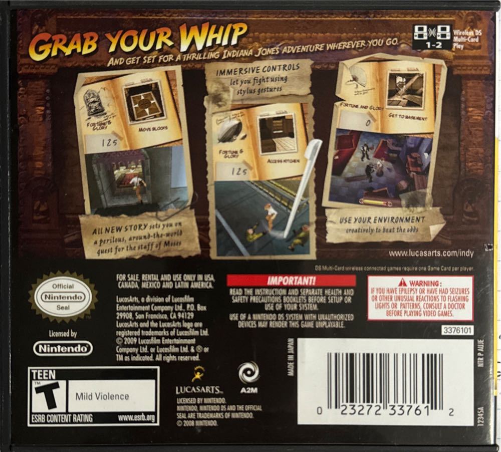 Indiana Jones And The Staff Of Kings - Nintendo DS (Lucas Arts) video game collectible [Barcode 023272337612] - Main Image 3