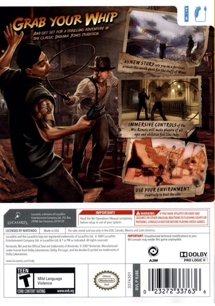 Indiana Jones And The Staff Of Kings - Nintendo Wii (LucasArts - 4) video game collectible [Barcode 023272337643] - Main Image 2