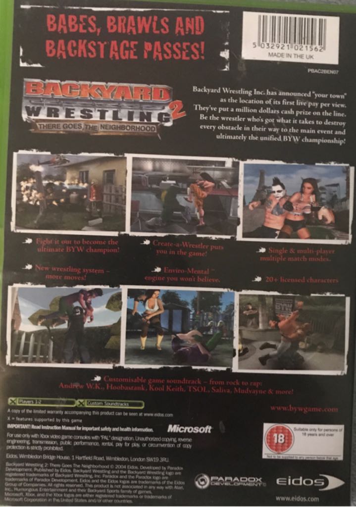 Backyard Wrestling 2: There Goes The Neighborhood - Microsoft Xbox (Eidos Interactive - 2 Players) video game collectible [Barcode 5032921021562] - Main Image 2