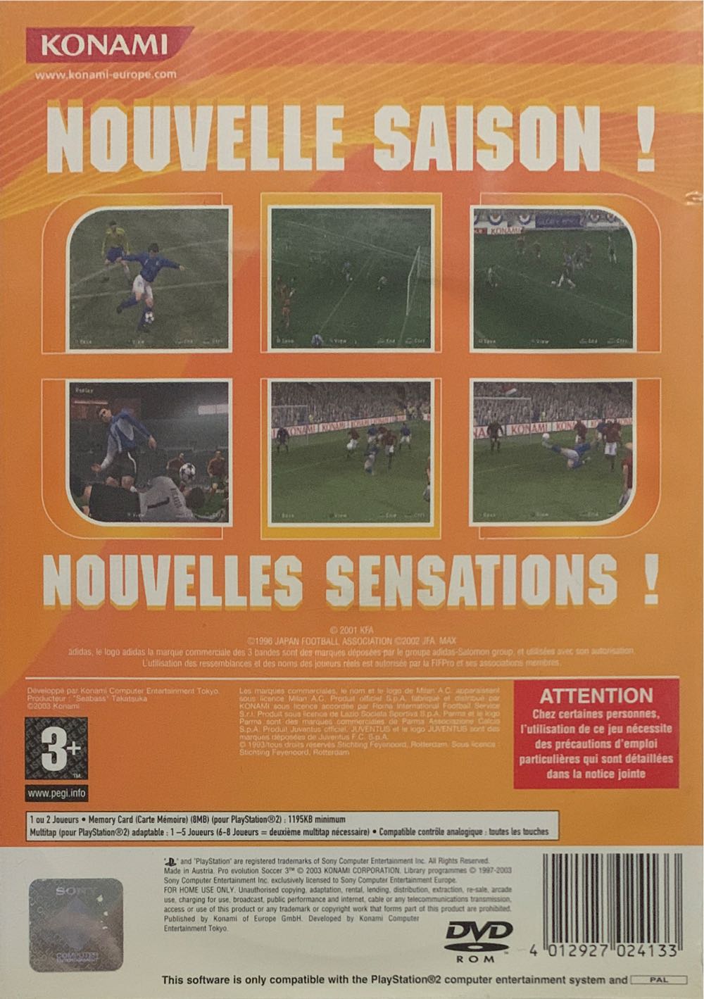 PES 3 Pro Evolution Soccer 3 - Sony PlayStation 2 (PS2) (Konami - 4) video game collectible [Barcode 4012927024133] - Main Image 2