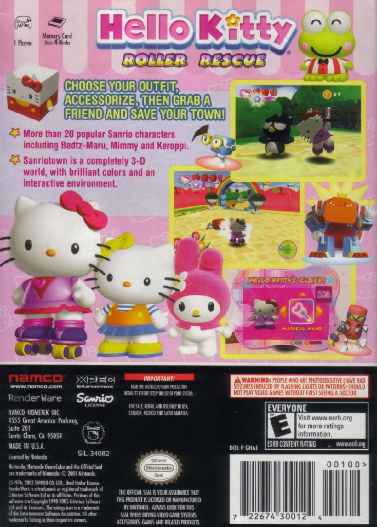 Hello Kitty Roller Rescue - Nintendo GameCube (Namco - 1) video game collectible [Barcode 722674300124] - Main Image 2