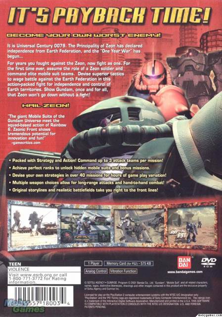 Mobile Suit Gundam: Zeonic Front - Sony PlayStation 2 (PS2) (Bandai) video game collectible - Main Image 2