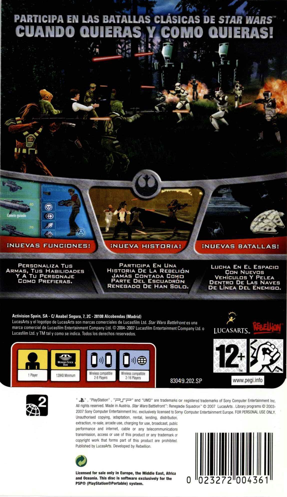 Star Wars Battlefront: Renegade Squadron - Sony PlayStation Portable (PSP) (LucasArts - 1-2) video game collectible [Barcode 023272004361] - Main Image 2