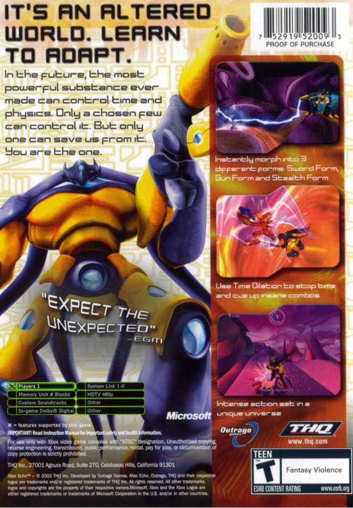 Alter Echo - Microsoft Xbox (THQ - 1) video game collectible [Barcode 4005209046169] - Main Image 2