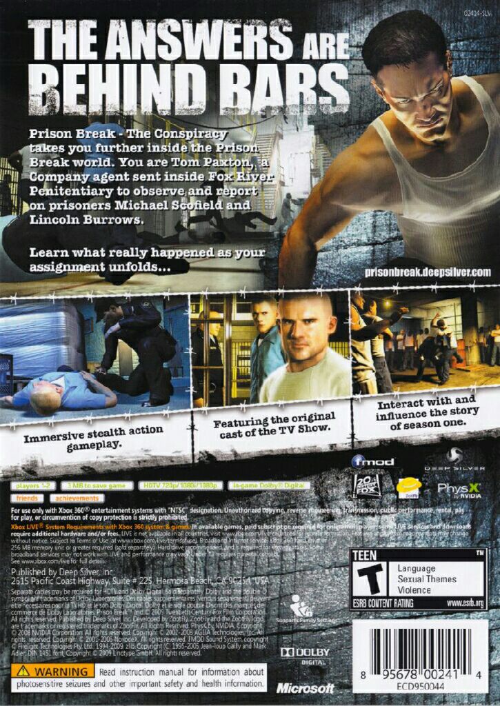 Prison Break : The Conspiracy - Microsoft Xbox 360 (Deep Silver - 1-2) video game collectible [Barcode 4020628506254] - Main Image 2