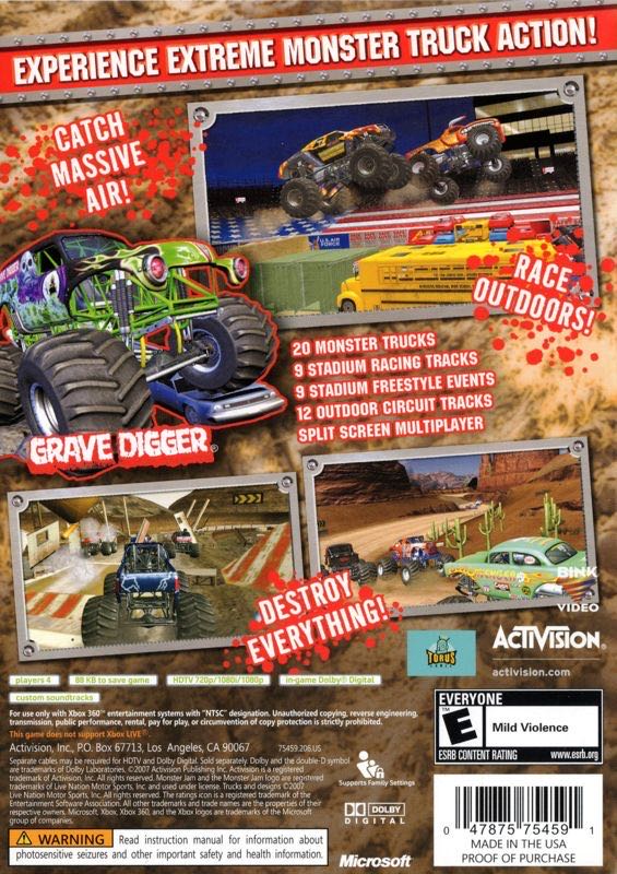Monster Jam - Microsoft Xbox 360 (Activision - 1-4) video game collectible [Barcode 047875754591] - Main Image 2