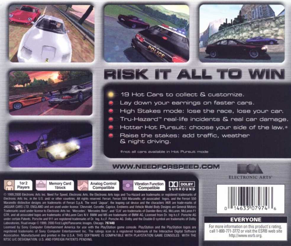 Need For Speed: High Stakes - Sony PlayStation ((EA) Electronic Arts - 1-2) video game collectible - Main Image 2