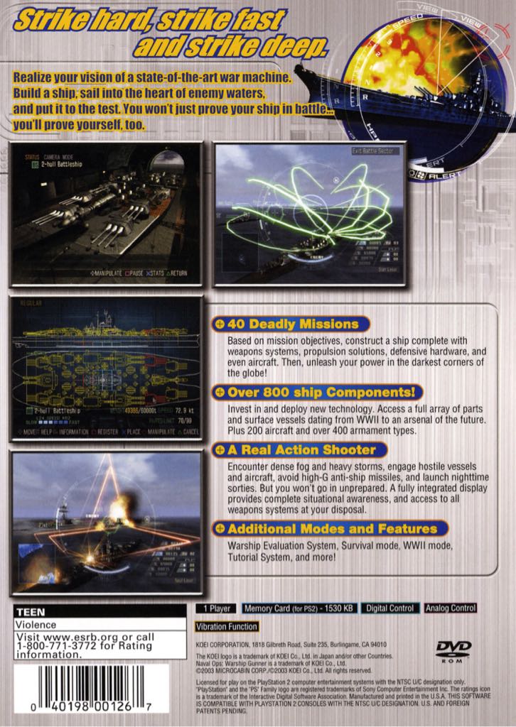 Naval Ops: Warship Gunner - Sony PlayStation 2 (PS2) (Koei) video game collectible [Barcode 4005209050654] - Main Image 2