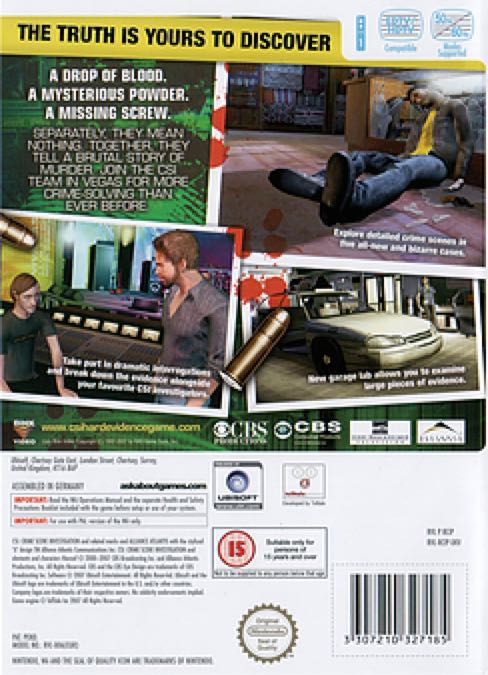 CSI: Hard Evidence - Nintendo Wii (Telltale Games - 1) video game collectible [Barcode 3307210327215] - Main Image 2