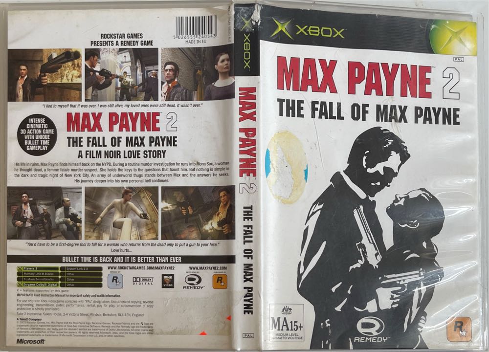 Max Payne 2: The Fall of Max Payne - Microsoft Xbox (Rockstar Games - 1) video game collectible [Barcode 5026555240543] - Main Image 4