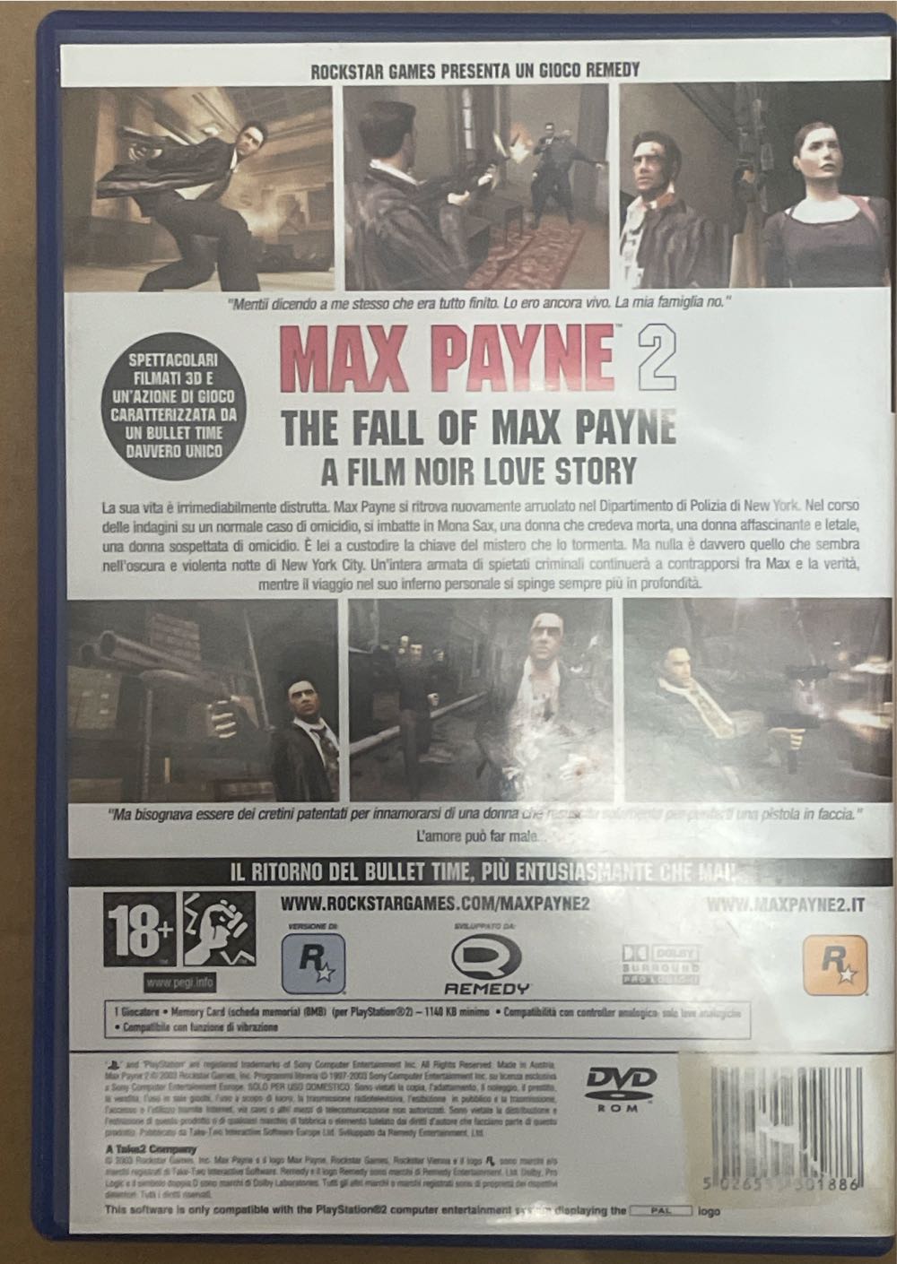 Max Payne 2: The Fall of Max Payne - Sony PlayStation 2 (PS2) video game collectible [Barcode 5026555301886] - Main Image 2