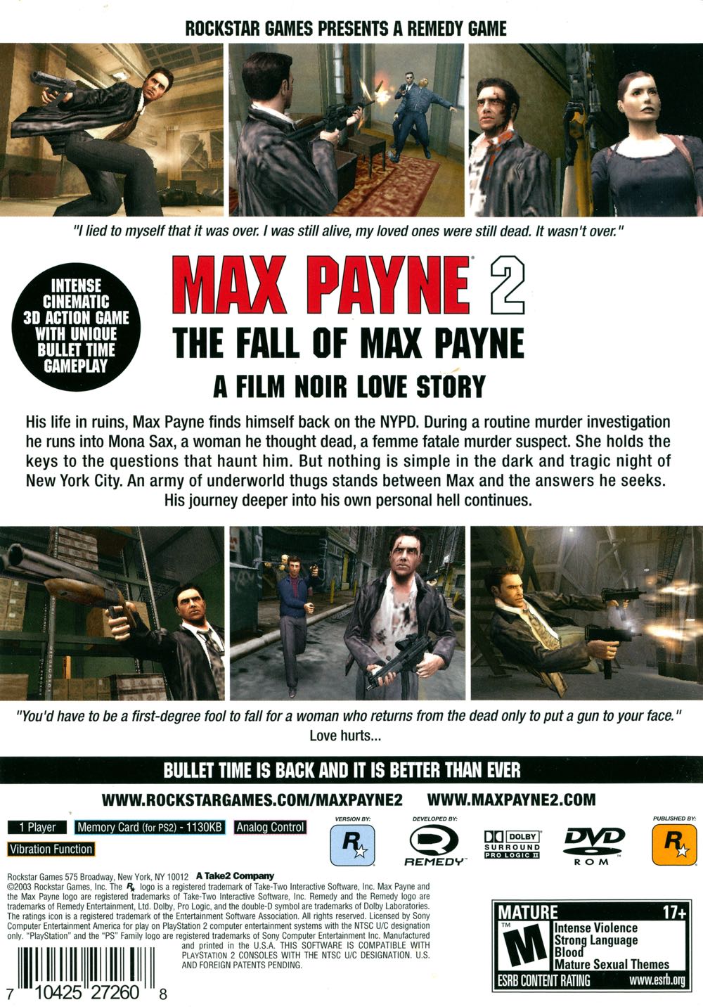Max Payne 2: The Fall of Max Payne - Sony PlayStation 2 (PS2) (Rockstar Games - 1) video game collectible - Main Image 2