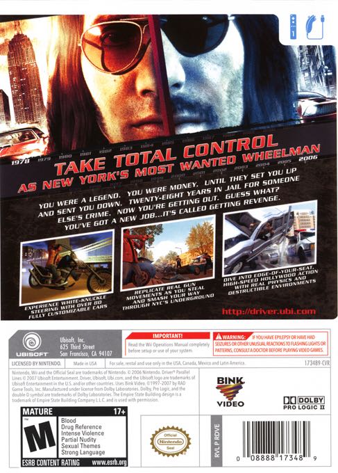 Driver: Parallel Lines - Nintendo Wii (Atari - 1) video game collectible [Barcode 008888173489] - Main Image 2