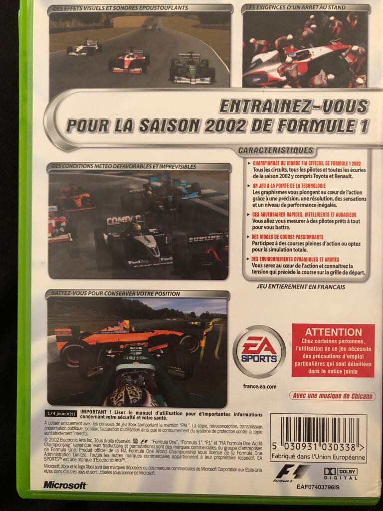 F1 2002 - Microsoft Xbox (EA Sports  - 1-4) video game collectible [Barcode 5030931030338] - Main Image 2