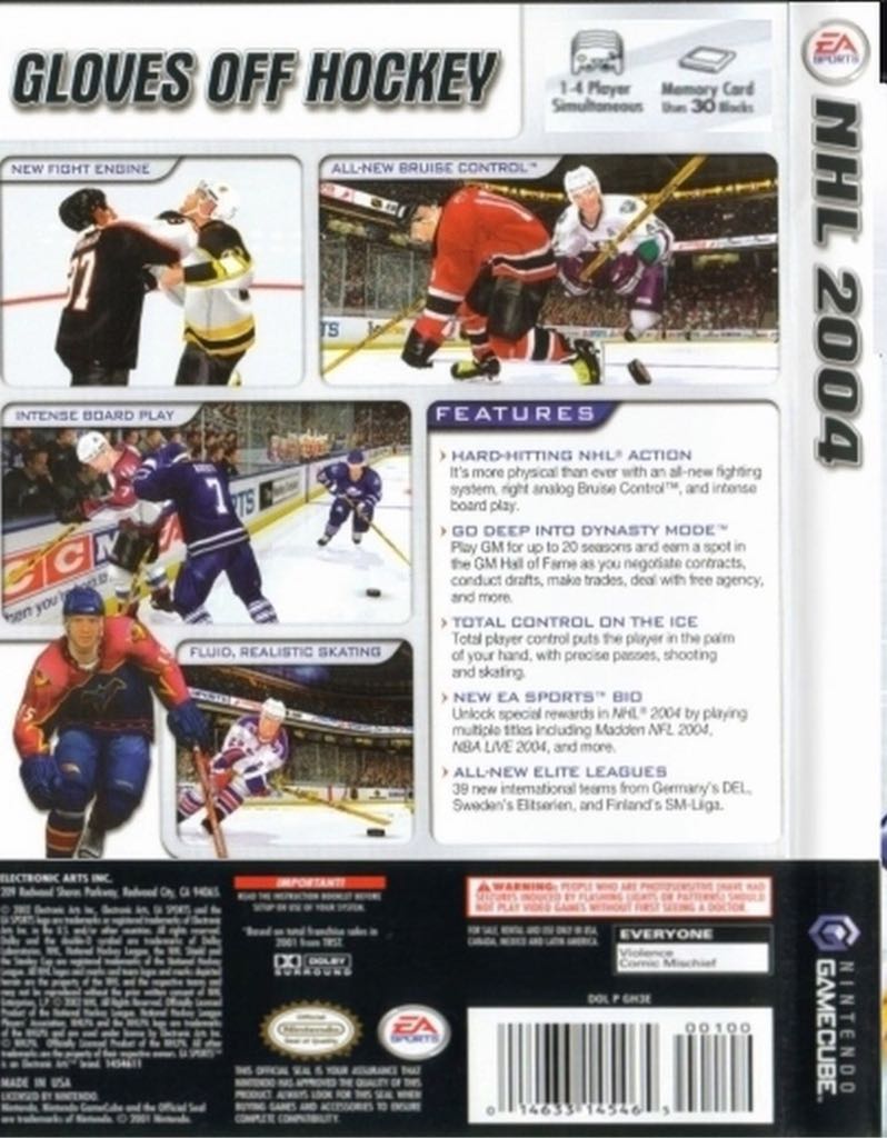 NHL 04 - Sony PlayStation 2 (PS2) (Electronic Arts/EA Games - 1-2) video game collectible [Barcode 014633146448] - Main Image 2