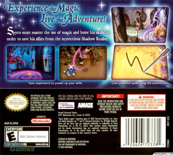 Spyro: Shadow Legacy - Nintendo DS (Sierra Entertainment - 1) video game collectible [Barcode 020626723381] - Main Image 2