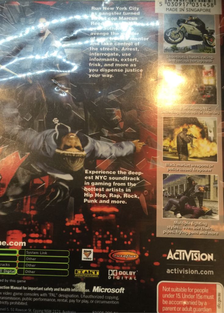 True Crime New York City - Microsoft Xbox (Activision) video game collectible [Barcode 5030917031458] - Main Image 2