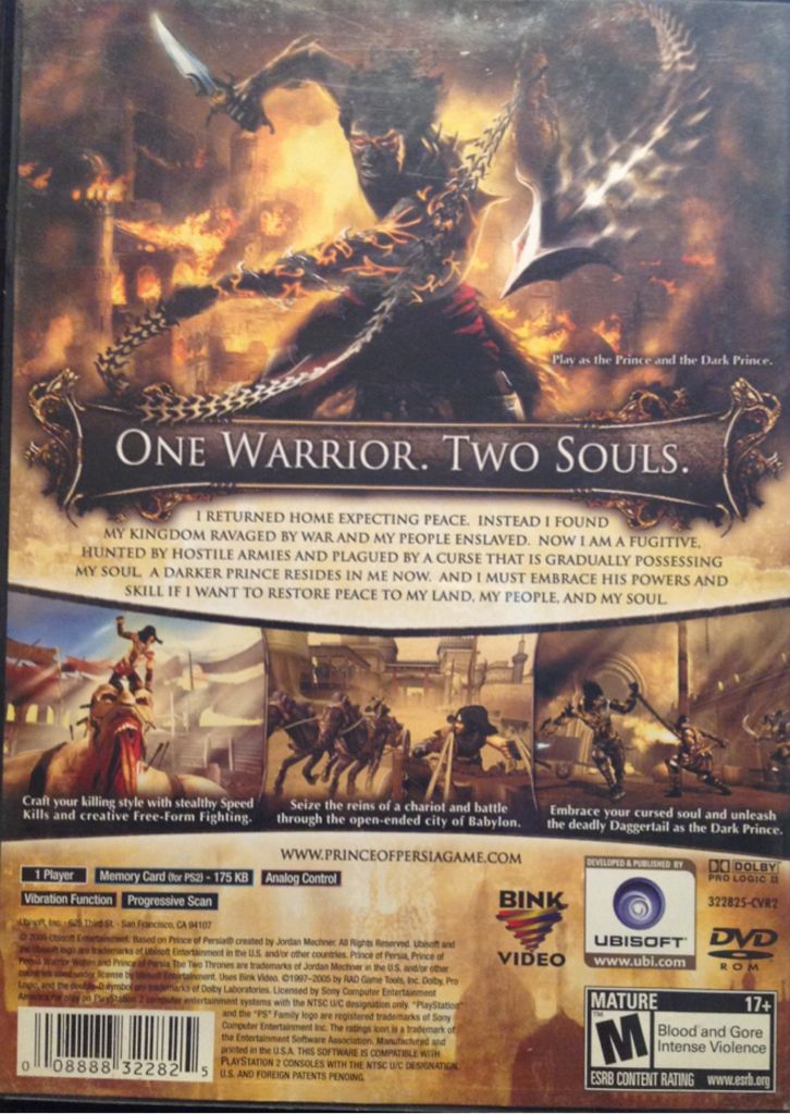 Prince Of Persia 3: The Two Thrones - Sony PlayStation 2 (PS2) (Ubisoft - 1) video game collectible [Barcode 008888322825] - Main Image 2