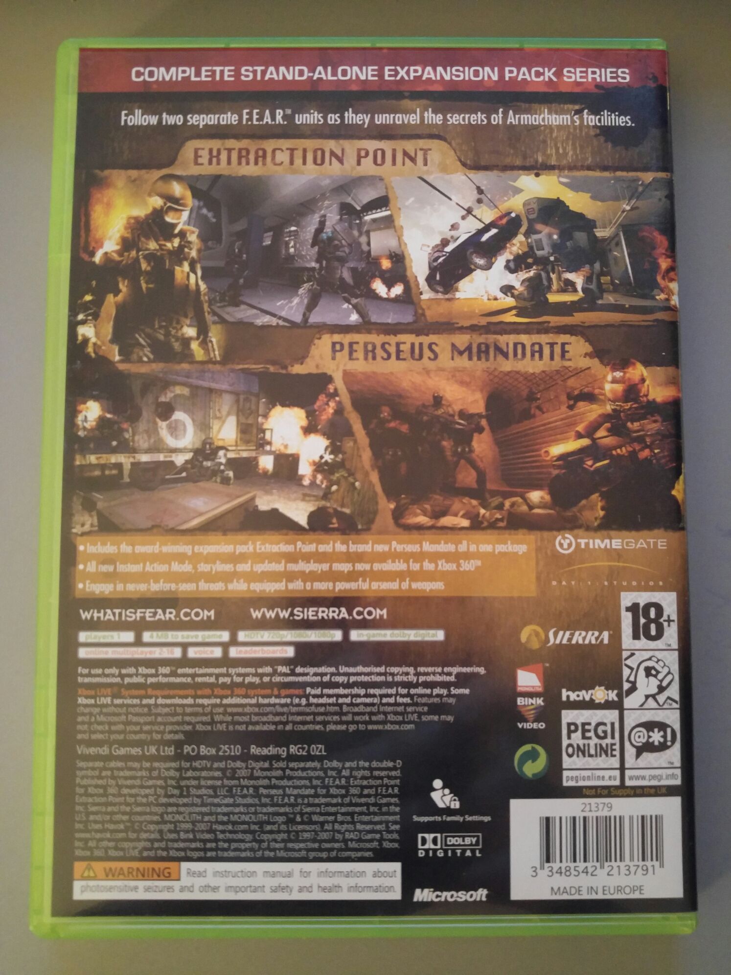 F.E.A.R. Files - Microsoft Xbox 360 (Sierra - 1) video game collectible [Barcode 3348542213791] - Main Image 2