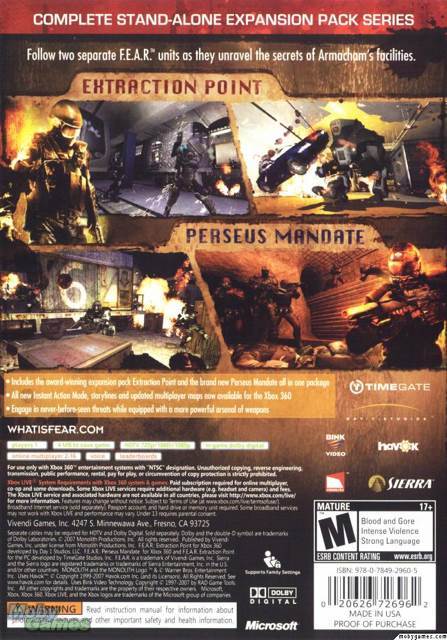 F.E.A.R. Files - Microsoft Xbox 360 video game collectible - Main Image 2
