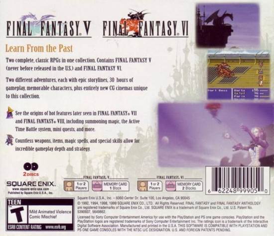 Final Fantasy Anthology - Sony PlayStation (Sony Computer Entertainment - 1) video game collectible [Barcode 711719358220] - Main Image 2