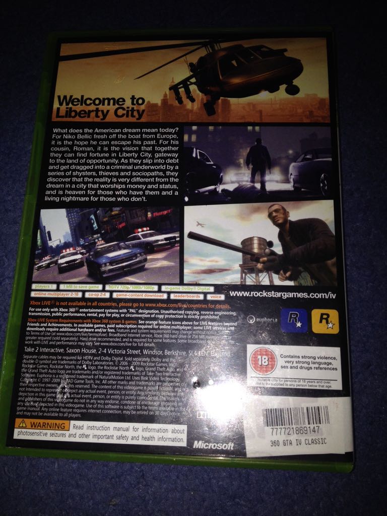 Gta IV - Microsoft Xbox 360 (Rock Star Games) video game collectible [Barcode 777721869147] - Main Image 2