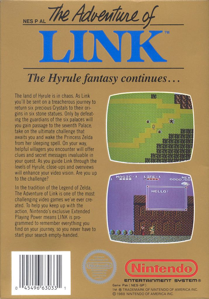 NES- Zelda II: The Adventure of Link - Nintendo Entertainment System (NES) (Nintendo - 1) video game collectible - Main Image 2