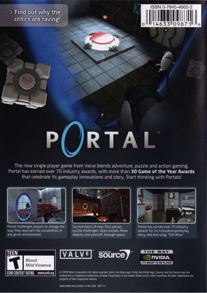 Portal - Valve Steam (Valve - Single Player) video game collectible - Main Image 2