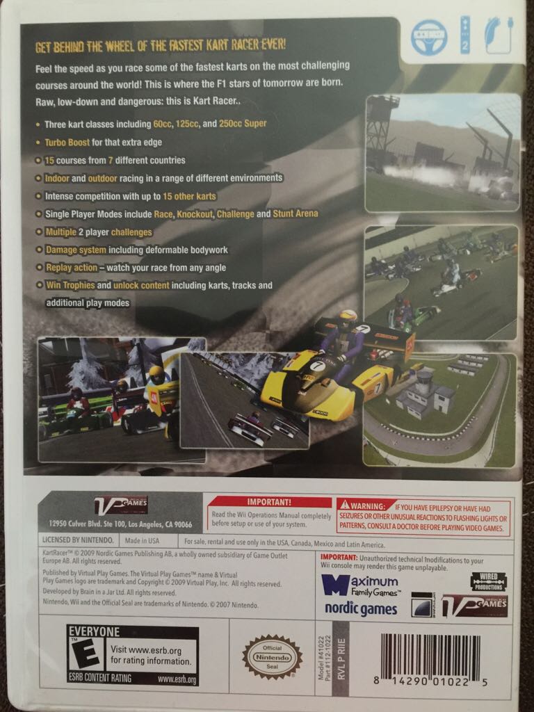 Kart Racer - Nintendo Wii (VP Games - 2) video game collectible [Barcode 814290010225] - Main Image 2