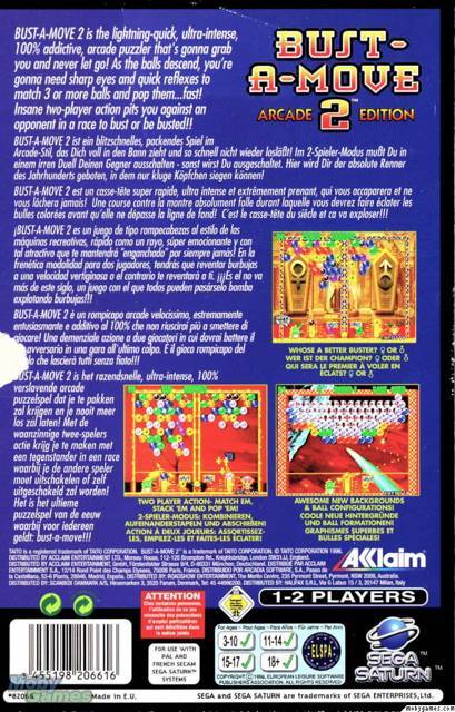 Bust A Move 2 - Sega Saturn (Akklaim Entertainment - 4) video game collectible [Barcode 02241814] - Main Image 2
