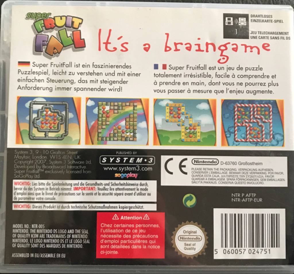 Super Fruitfall - Nintendo DS video game collectible [Barcode 5060057024751] - Main Image 2