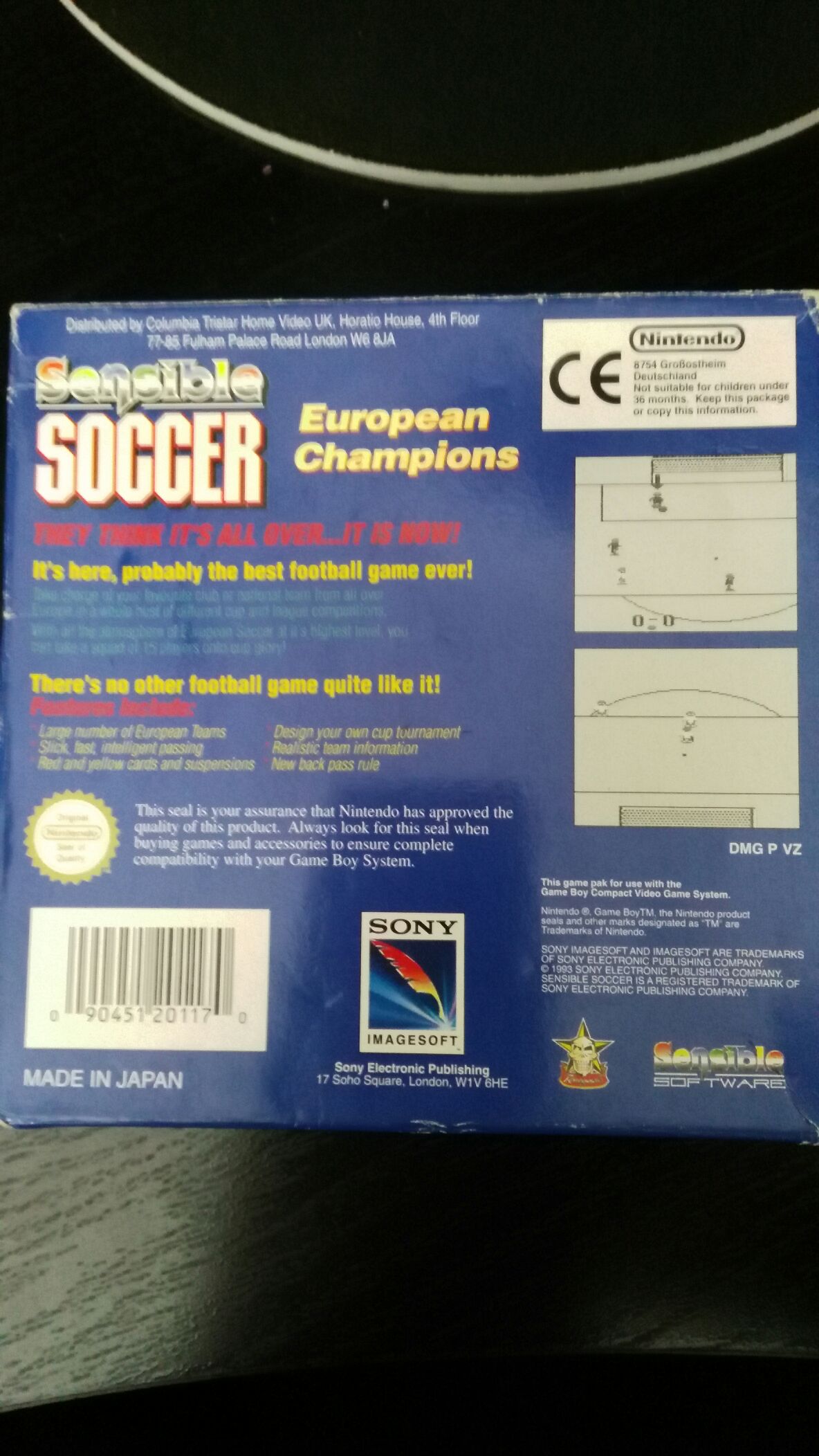 Sensible Soccer - Nintendo Game Boy (Sony Imagesoft, Inc.) video game collectible [Barcode 090451201170] - Main Image 2