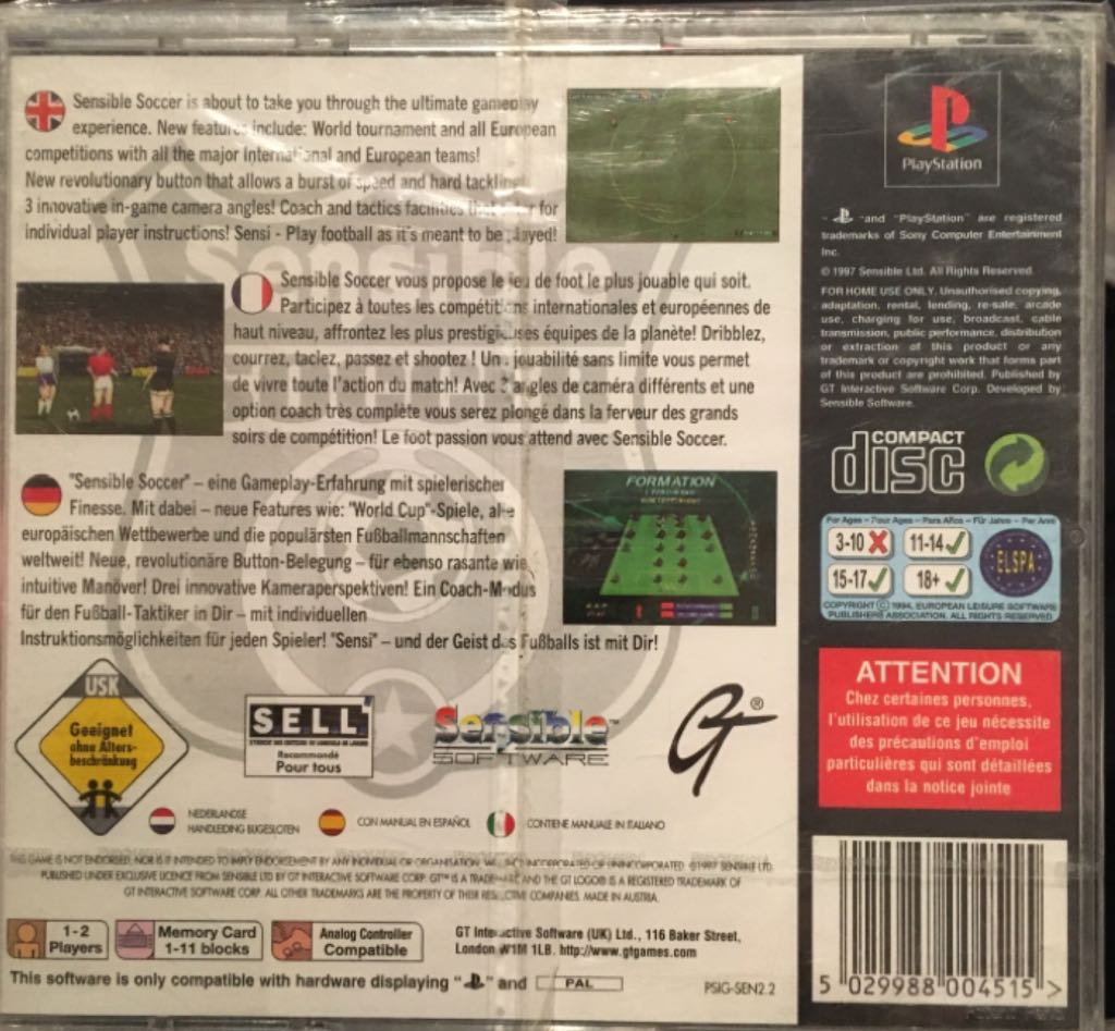 Sensible Soccer - Sony PlayStation (Sensible Software) video game collectible [Barcode 5029988004515] - Main Image 2