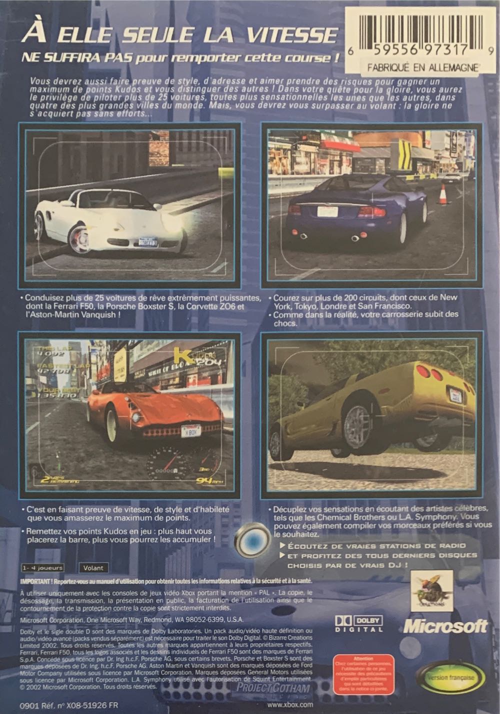 Project Gotham Racing - Microsoft Xbox (4) video game collectible [Barcode 659556973179] - Main Image 2