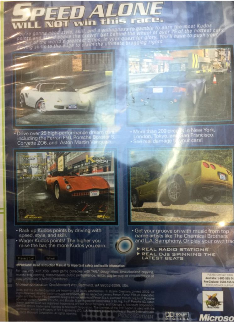 Project Gotham Racing - Microsoft Xbox (1) video game collectible [Barcode 805529323070] - Main Image 2