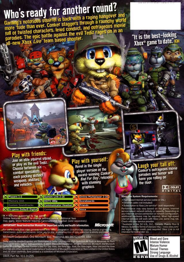 Conker - Live and Reloaded - Microsoft Xbox (Mircosoft Game Studio) video game collectible [Barcode 805529997073] - Main Image 2