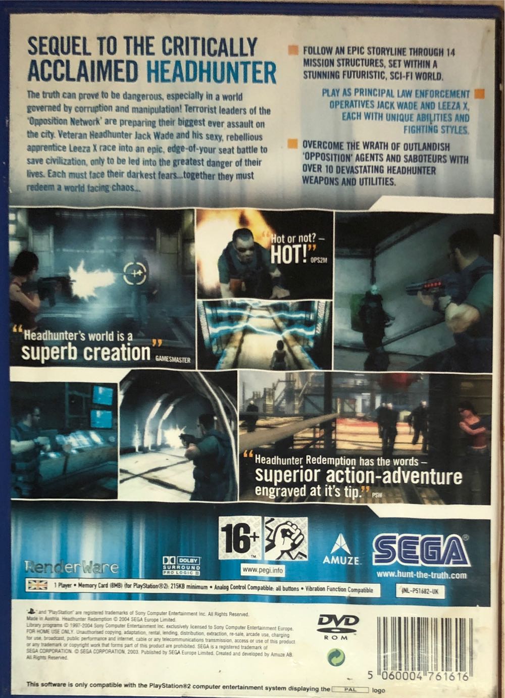 Headhunter: Redemption - Sony PlayStation 2 (PS2) (Sega - 1) video game collectible [Barcode 5060004761616] - Main Image 2