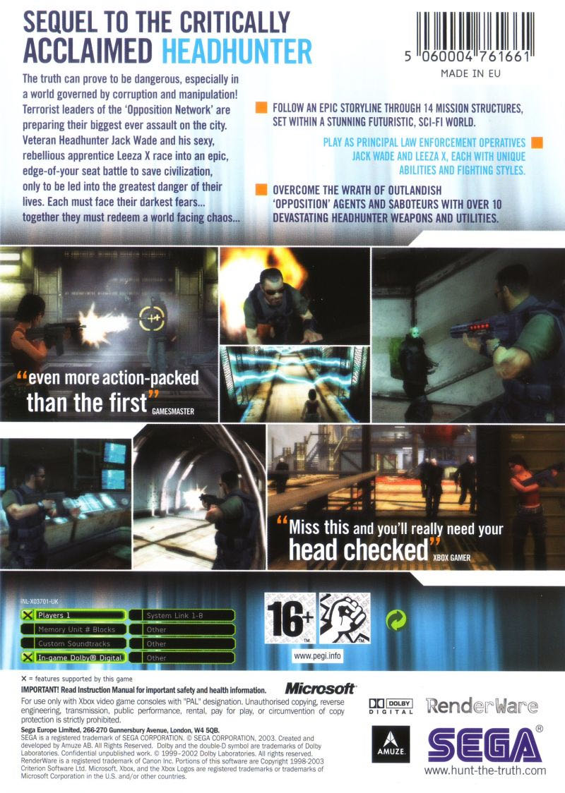 Headhunter: Redemption - Microsoft Xbox (Sega - 1) video game collectible [Barcode 5060004761661] - Main Image 2
