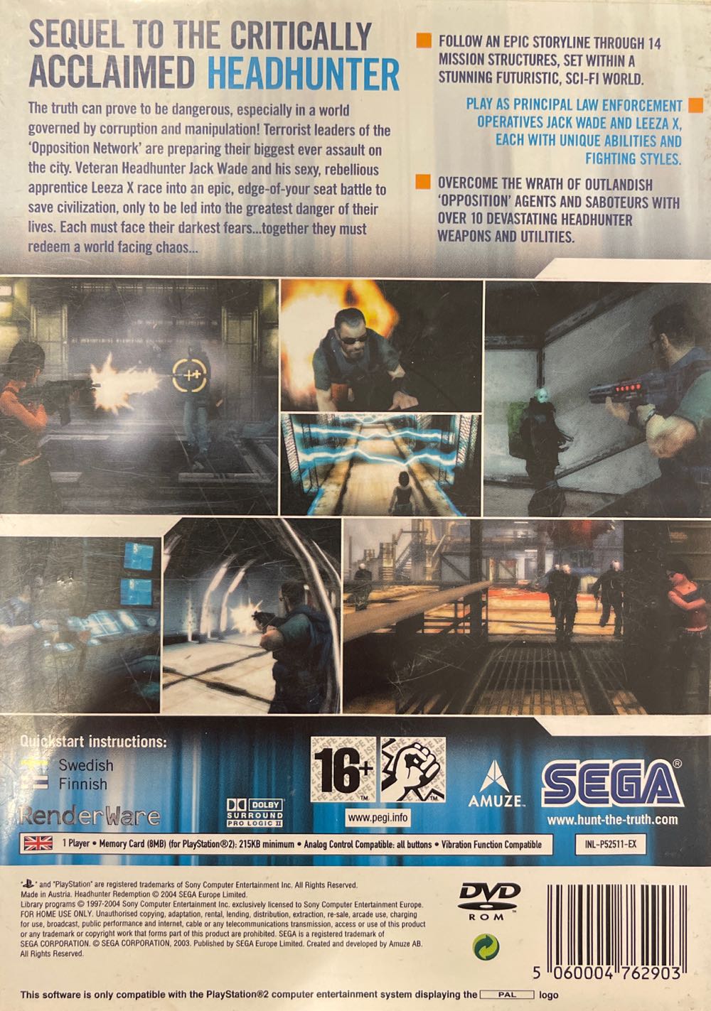 Headhunter: Redemption - Sony PlayStation 2 (PS2) (Sega - 1) video game collectible [Barcode 5060004762903] - Main Image 2