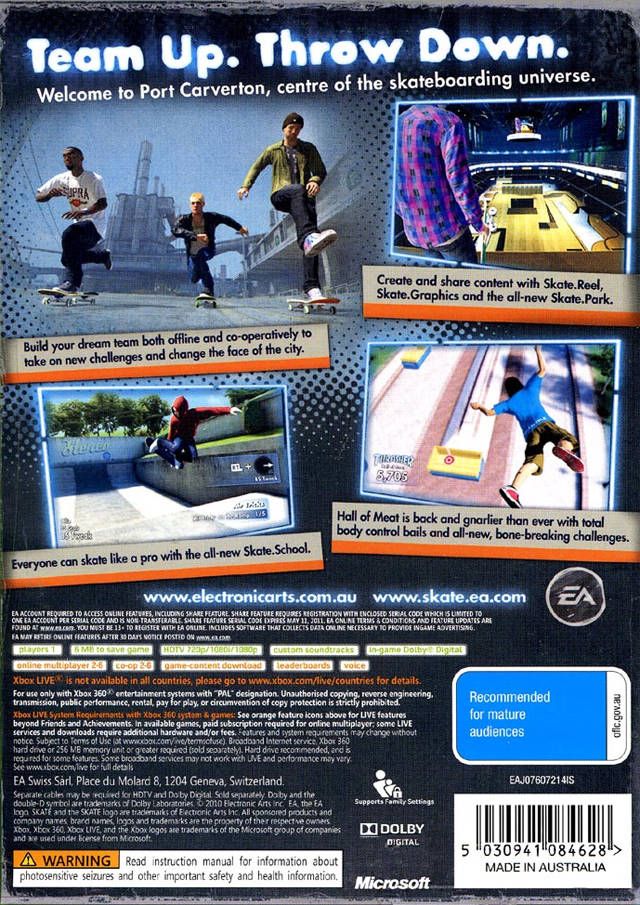 Skate 3 (Xbox One / Xbox One - Greatest Hits Ver.) - Microsoft Xbox 360 (Electronic Arts/EA Games - 1) video game collectible [Barcode 014633363418] - Main Image 2