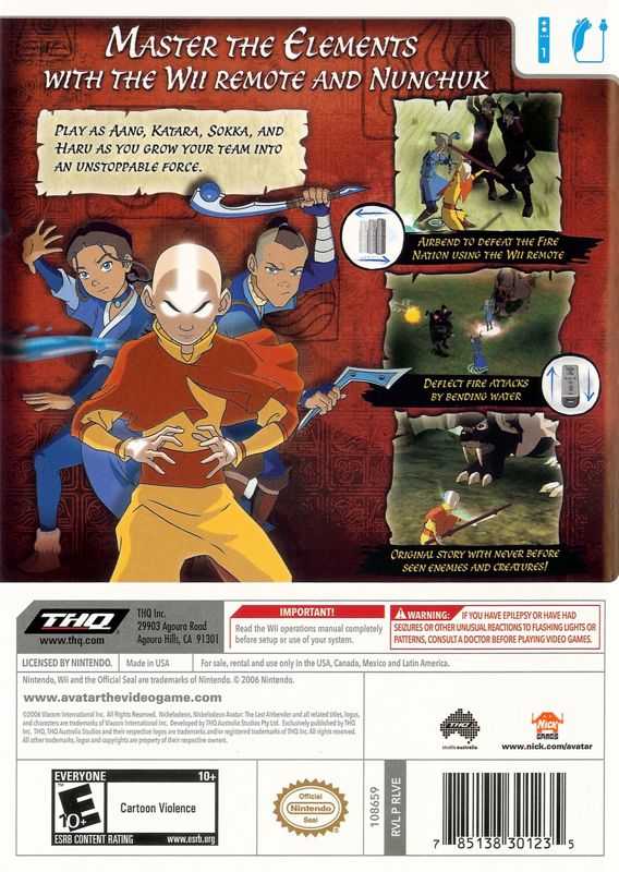 Avatar: The Legend Of Aang - Nintendo Wii (THQ - 1) video game collectible [Barcode 4005209082532] - Main Image 2